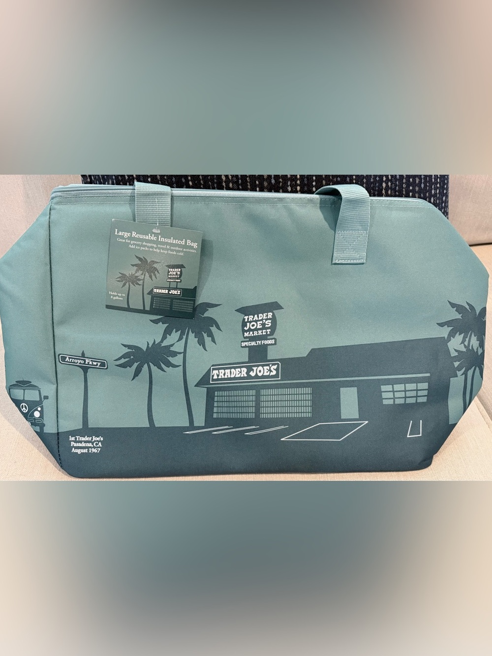 Light Blue Insulated Reusable Trader Joe’s Tote Bag Shopping,Travel & Outdoor